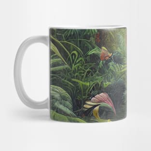 Digital Painting of a Beautiful Jungle With Tropical Leaves and Lake Mug